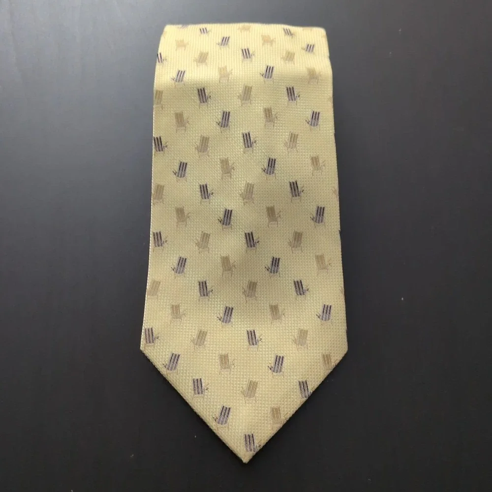 Tommy Bahama Off Island Necktie Mens Yellow‎ Silk Deck Chair Beach Pattern 58